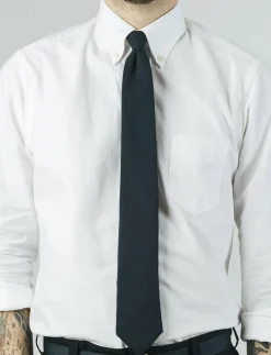 AN IVY Solid Cotton Tie - Slipsar NAVY New