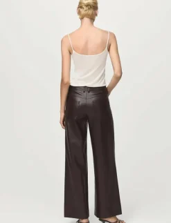 Straight-leg faux-leather trousers - Skinnbyxor|Mango Clearance