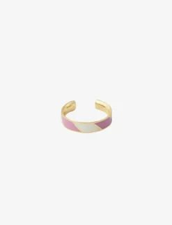 Design Letters Striped Candy Ring - Ringar DARK PINK 687C + A055 Sale