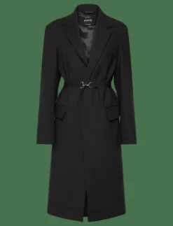 Structured double fabric coat with belt - Ullkappor|Mango Sale