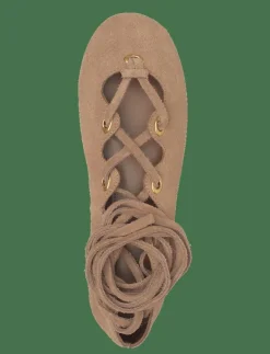 Suede ballet flats with crossed straps - Ballerinas|Mango Online