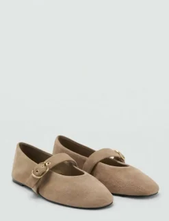 Suede leather ballet flats - Ballerinas|Mango Online