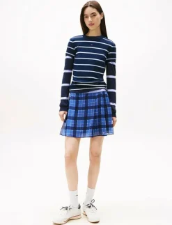 Tommy Jeans TJW CHIFFON PLEATED MINI SKIRT - Korta kjolar BLUE CHECK Discount