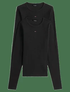 Tommy Jeans TJW 2PACK SLIM ESSENTIAL RIB LS - Långärmade toppar BLACK / BLACK Best