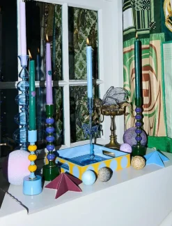 Anna + Nina Tough Love Green/Purple Candle Set of 2 - Kronljus MULTICOLOR Sale