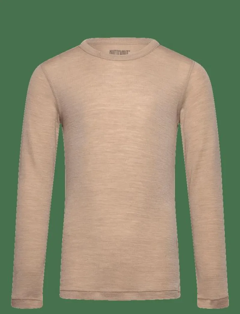 Huttelihut T-Shirt LS Wool - Långärmade t-shirts LIGHT TAUPE Discount