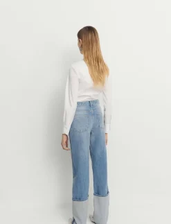 Turned-up straight jeans - Straight jeans|Mango Outlet
