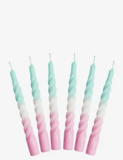 Twisted Candles, 6 piece box, multi colored - Kronljus|Kunstindustrien Discount