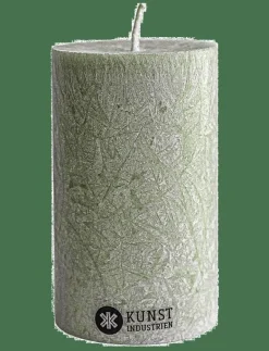 Upcycled olive wax pillar candle - Kronljus|Kunstindustrien Online