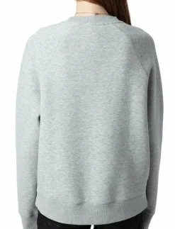 Zadig & Voltaire UPPER PMO WINGS STRASS - Sweatshirts GRIS CHINE CLAI New