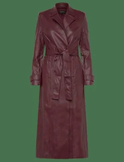 Bardot VEGAN LEATHER LONGLINE COAT - Tunna kappor BURGUNDY Clearance
