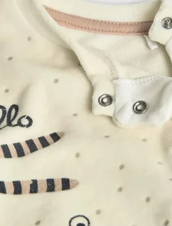Boboli Velour play suit for baby -BCI - Långärmad bodysuit OFF WHITE Outlet