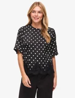 Vila VIDOTA 2/4 LACE TOP - T-shirts BLACK Sale