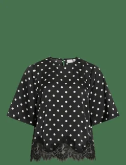 Vila VIDOTA 2/4 LACE TOP - T-shirts BLACK Sale