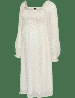 Vero Moda Maternity VMMSMILLA LS CALF SMOCK DRESS WVN GA - Klänningar BRIGHT WHITE
