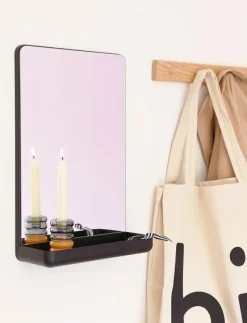 Design Letters Wall Mirror Mirror shelf - Väggspeglar BLACK Best