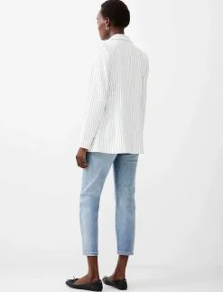 French Connection WHISPER PINSTRIPE BLAZER - Enkelknäppta kavajer SUMMER WHITE/MARINE Sale