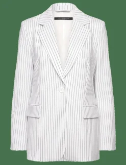 French Connection WHISPER PINSTRIPE BLAZER - Enkelknäppta kavajer SUMMER WHITE/MARINE Sale