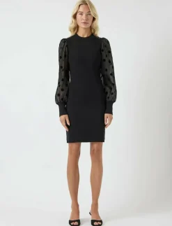 YAS DOTME LS KNIT DRESS S. NOOS - Korta klänningar BLACK Sale