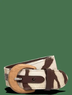Zebra-Print Wood-Buckle Wide Belt - Skärp|Lauren Ralph Lauren